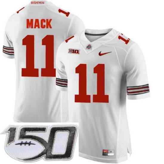 Ohio State Buckeyes 11 Austin Mack White College Football Stitched 150th Anniversary Patch Jersey